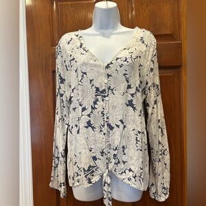 Cupio Floral Print Tie Front Top S